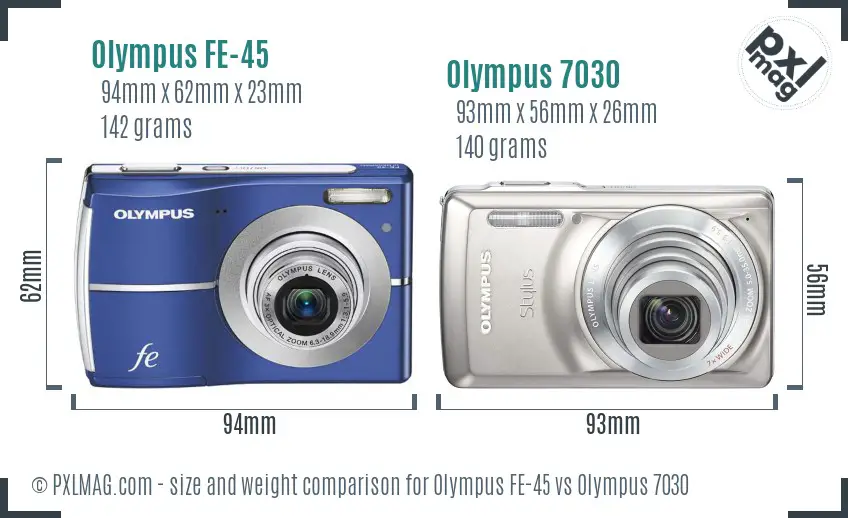 Olympus FE-45 vs Olympus 7030 size comparison