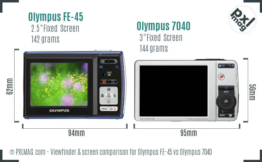 Olympus FE-45 vs Olympus 7040 Screen and Viewfinder comparison