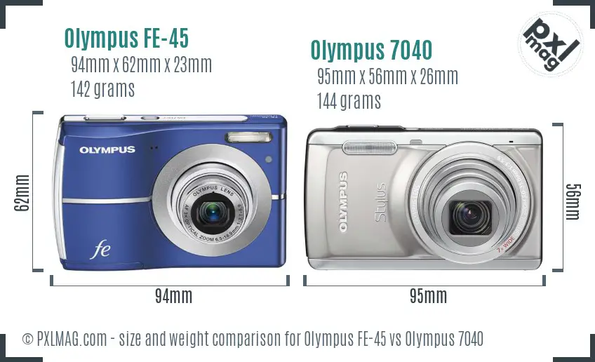 Olympus FE-45 vs Olympus 7040 size comparison