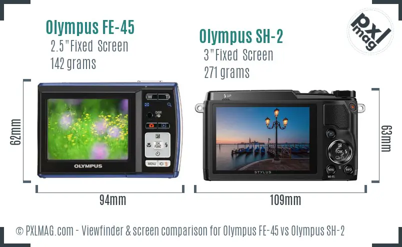 Olympus FE-45 vs Olympus SH-2 Screen and Viewfinder comparison