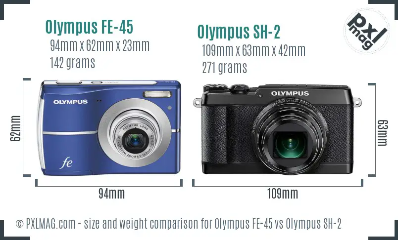 Olympus FE-45 vs Olympus SH-2 size comparison