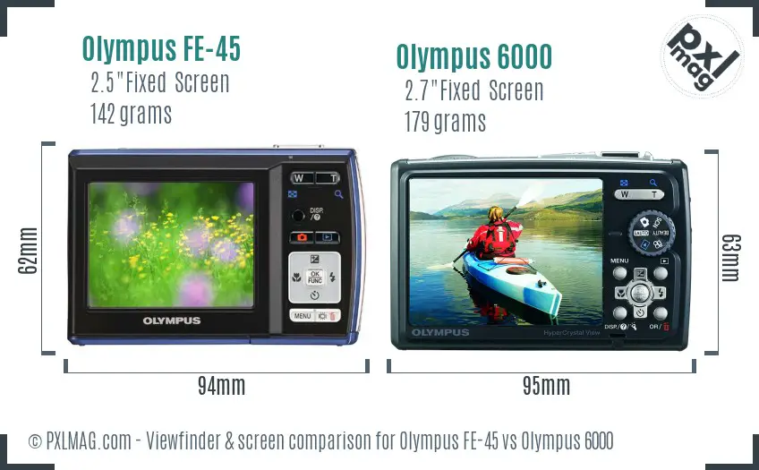 Olympus FE-45 vs Olympus 6000 Screen and Viewfinder comparison