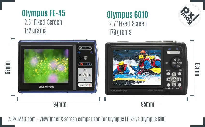 Olympus FE-45 vs Olympus 6010 Screen and Viewfinder comparison