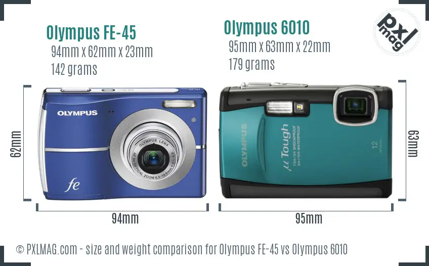 Olympus FE-45 vs Olympus 6010 size comparison