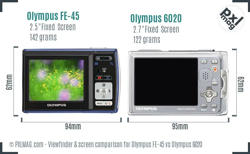 Olympus FE-45 vs Olympus 6020 Screen and Viewfinder comparison
