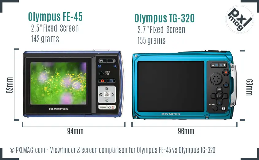 Olympus FE-45 vs Olympus TG-320 Screen and Viewfinder comparison