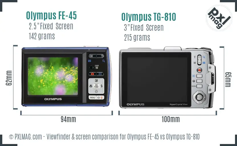 Olympus FE-45 vs Olympus TG-810 Screen and Viewfinder comparison