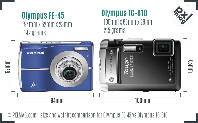 Olympus FE-45 vs Olympus TG-810 size comparison