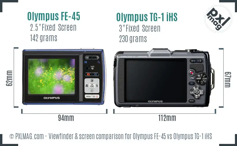 Olympus FE-45 vs Olympus TG-1 iHS Screen and Viewfinder comparison