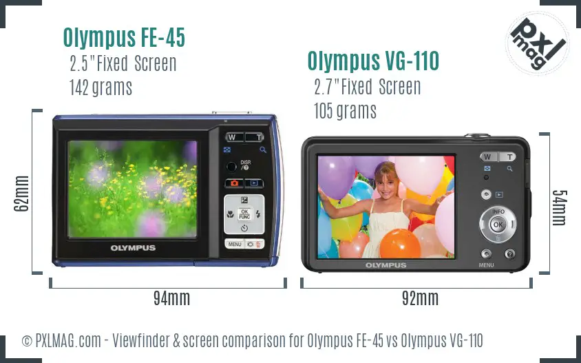 Olympus FE-45 vs Olympus VG-110 Screen and Viewfinder comparison