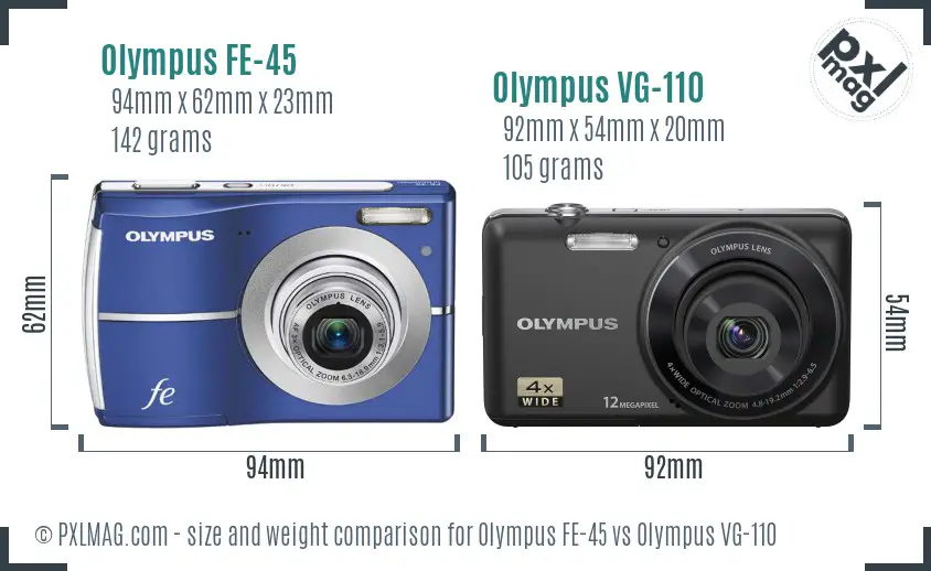 Olympus FE-45 vs Olympus VG-110 size comparison