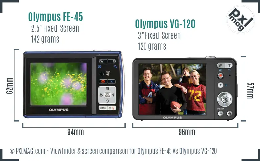 Olympus FE-45 vs Olympus VG-120 Screen and Viewfinder comparison