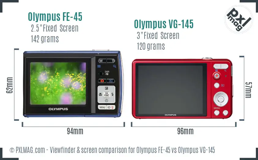 Olympus FE-45 vs Olympus VG-145 Screen and Viewfinder comparison