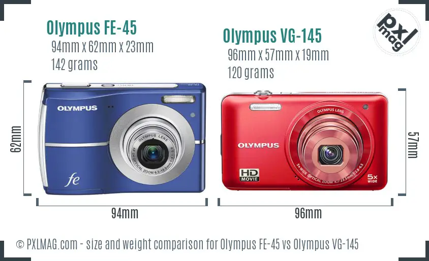 Olympus FE-45 vs Olympus VG-145 size comparison
