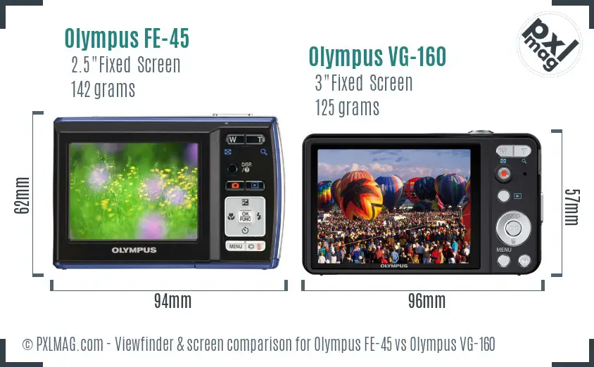 Olympus FE-45 vs Olympus VG-160 Screen and Viewfinder comparison
