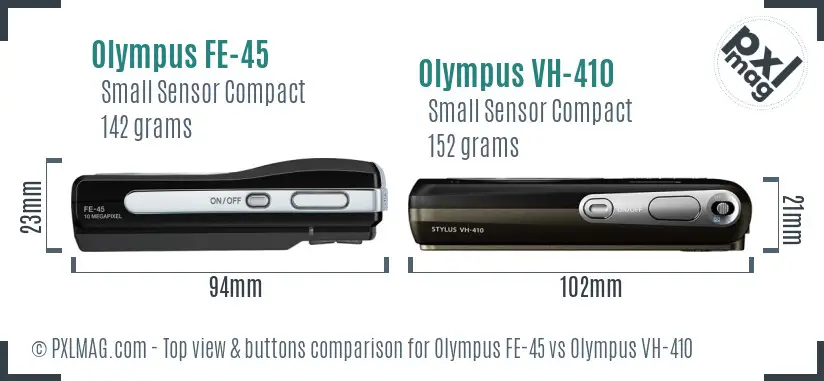 Olympus FE-45 vs Olympus VH-410 top view buttons comparison