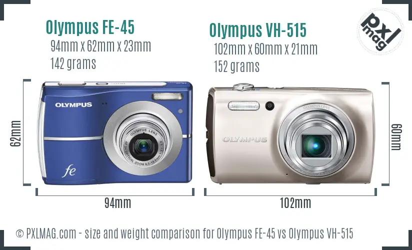 Olympus FE-45 vs Olympus VH-515 size comparison