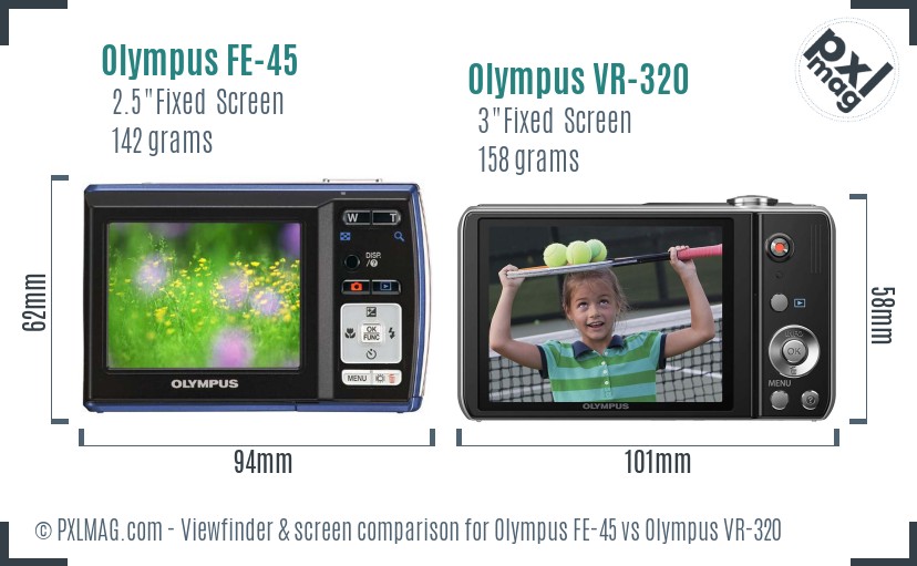Olympus FE-45 vs Olympus VR-320 Screen and Viewfinder comparison
