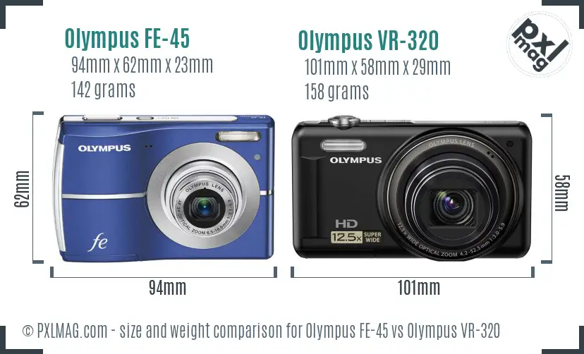 Olympus FE-45 vs Olympus VR-320 size comparison