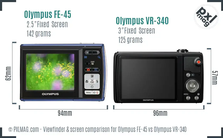 Olympus FE-45 vs Olympus VR-340 Screen and Viewfinder comparison
