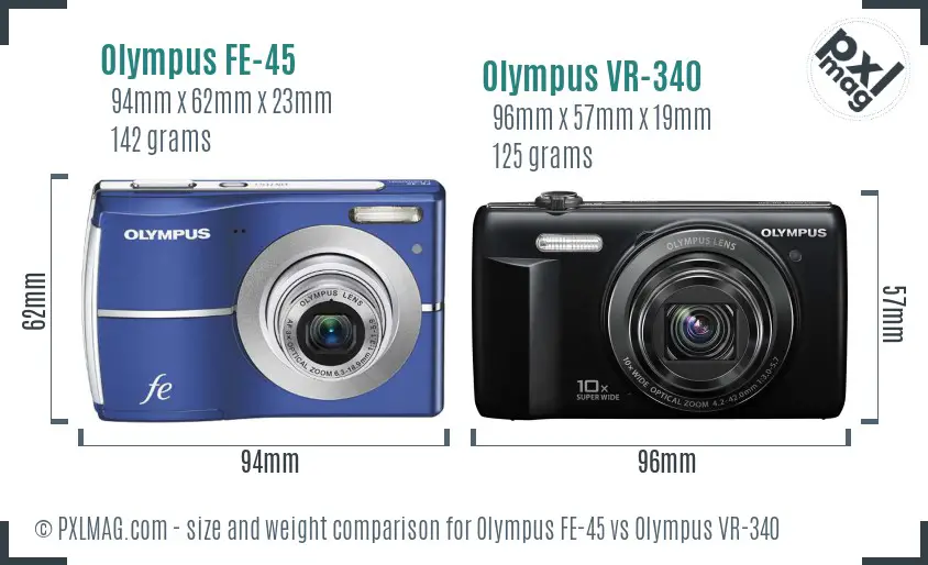 Olympus FE-45 vs Olympus VR-340 size comparison