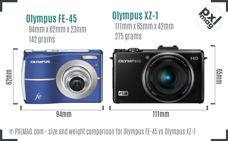Olympus FE-45 vs Olympus XZ-1 size comparison