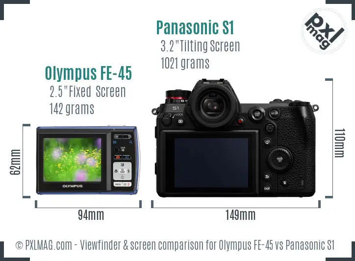 Olympus FE-45 vs Panasonic S1 Screen and Viewfinder comparison