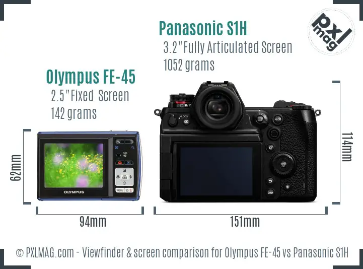 Olympus FE-45 vs Panasonic S1H Screen and Viewfinder comparison