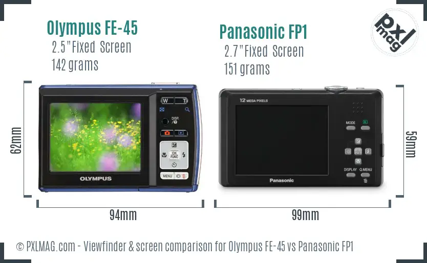 Olympus FE-45 vs Panasonic FP1 Screen and Viewfinder comparison