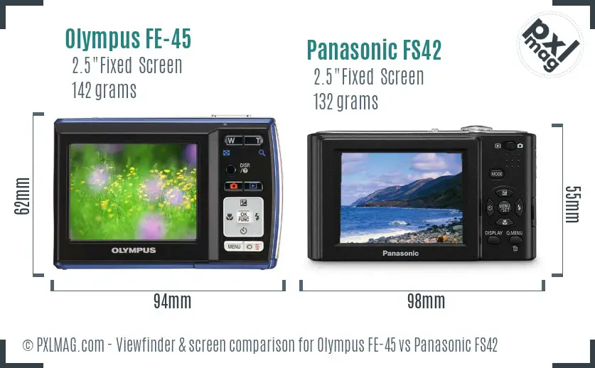 Olympus FE-45 vs Panasonic FS42 Screen and Viewfinder comparison