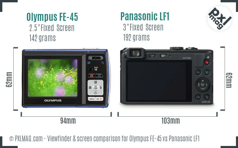 Olympus FE-45 vs Panasonic LF1 Screen and Viewfinder comparison