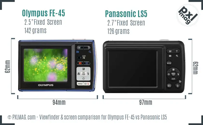 Olympus FE-45 vs Panasonic LS5 Screen and Viewfinder comparison