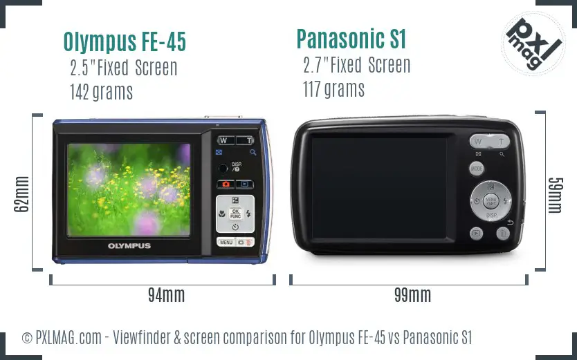 Olympus FE-45 vs Panasonic S1 Screen and Viewfinder comparison