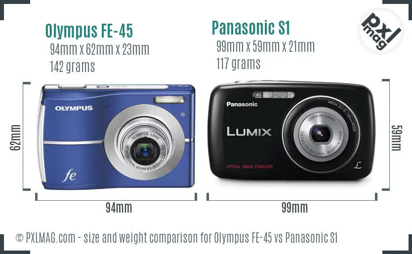 Olympus FE-45 vs Panasonic S1 size comparison