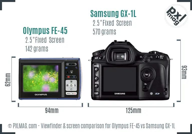 Olympus FE-45 vs Samsung GX-1L Screen and Viewfinder comparison Olympus FE-45 vs Samsung GX-1L Screen and Viewfinder comparison