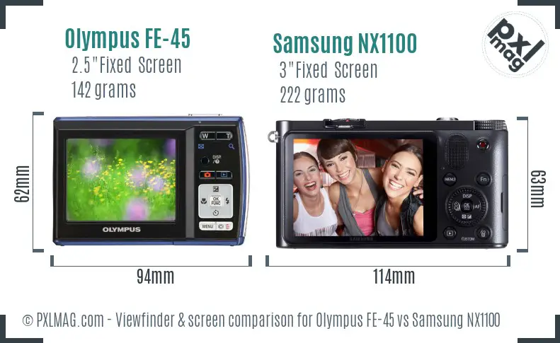 Olympus FE-45 vs Samsung NX1100 Screen and Viewfinder comparison Olympus FE-45 vs Samsung NX1100 Screen and Viewfinder comparison