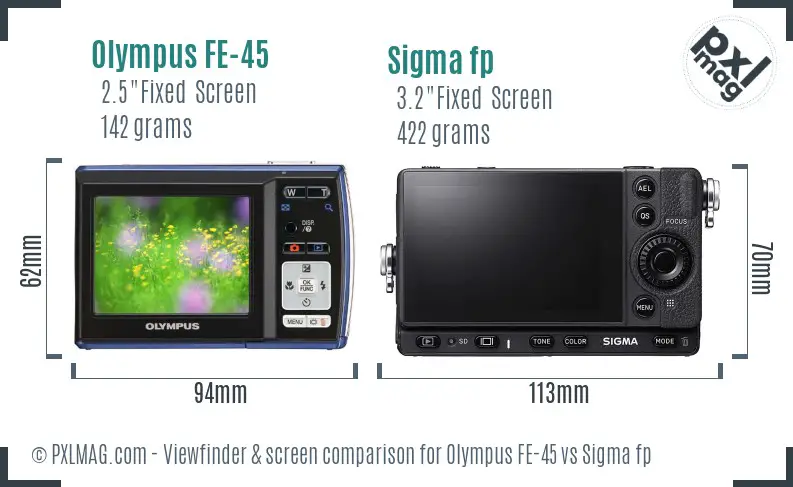 Olympus FE-45 vs Sigma fp Screen and Viewfinder comparison