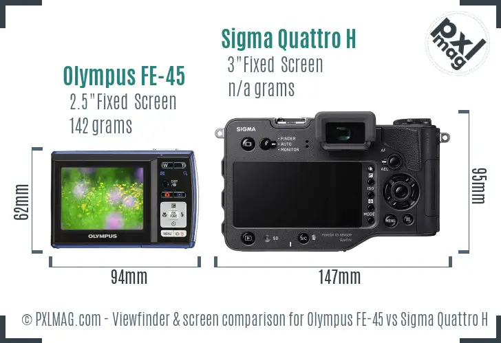 Olympus FE-45 vs Sigma Quattro H Screen and Viewfinder comparison