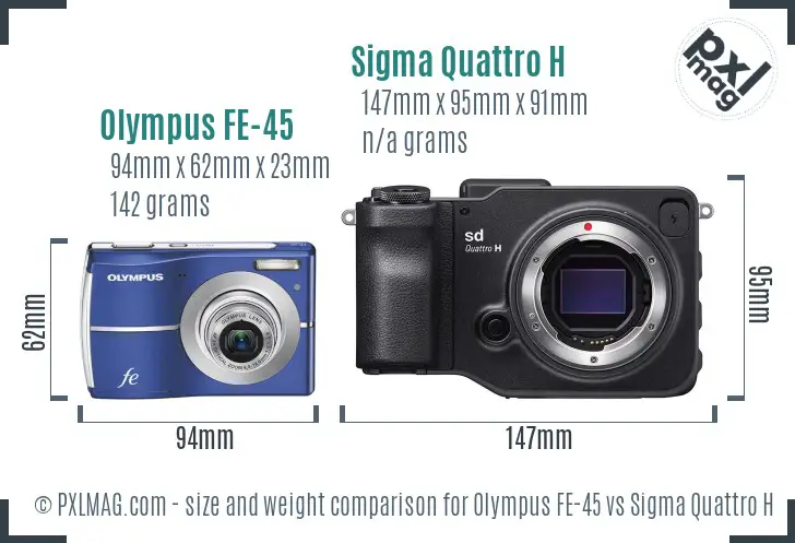 Olympus FE-45 vs Sigma Quattro H size comparison