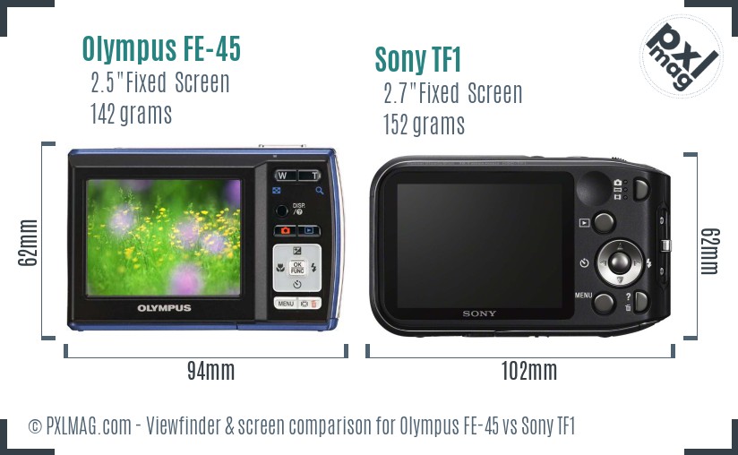 Olympus FE-45 vs Sony TF1 Screen and Viewfinder comparison