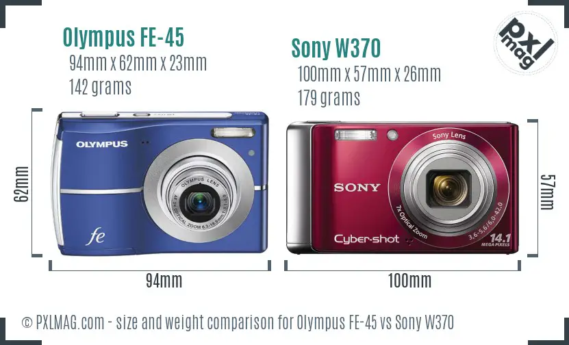 Olympus FE-45 vs Sony W370 size comparison Olympus FE-45 vs Sony W370 size comparison