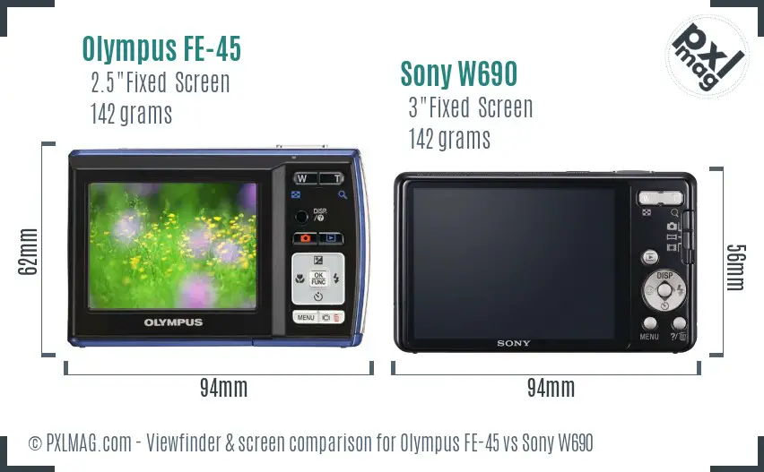 Olympus FE-45 vs Sony W690 Screen and Viewfinder comparison