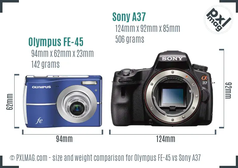 Olympus FE-45 vs Sony A37 size comparison Olympus FE-45 vs Sony A37 size comparison