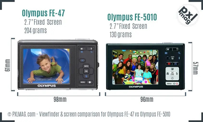 Olympus FE-47 vs Olympus FE-5010 Screen and Viewfinder comparison