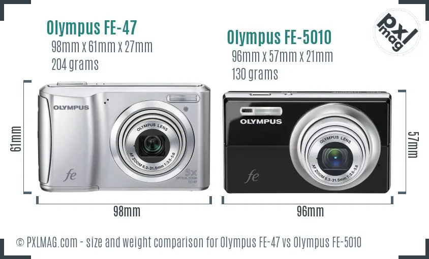 Olympus FE-47 vs Olympus FE-5010 size comparison