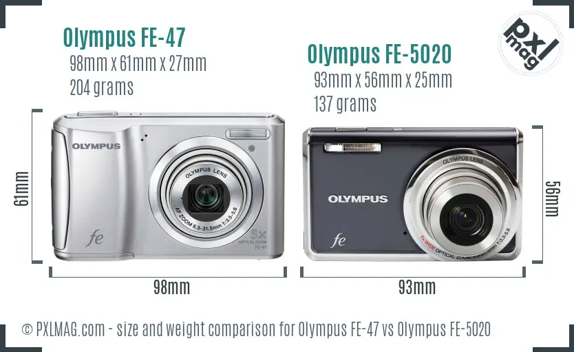 Olympus FE-47 vs Olympus FE-5020 size comparison