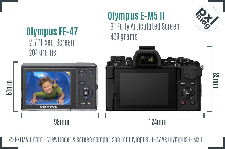 Olympus FE-47 vs Olympus E-M5 II Screen and Viewfinder comparison