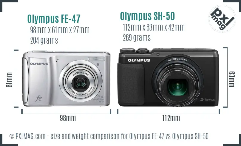 Olympus FE-47 vs Olympus SH-50 size comparison