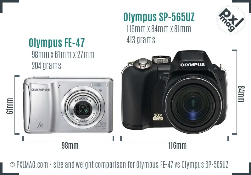 Olympus FE-47 vs Olympus SP-565UZ size comparison