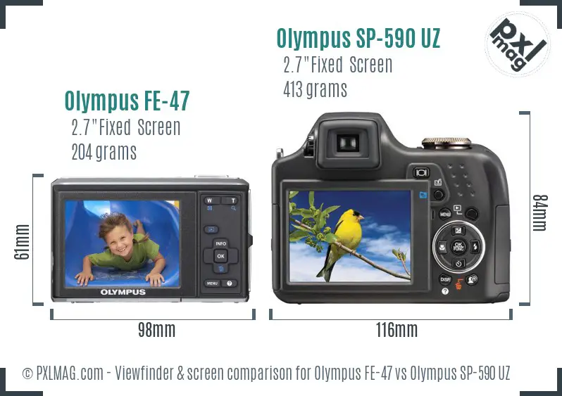 Olympus FE-47 vs Olympus SP-590 UZ Screen and Viewfinder comparison